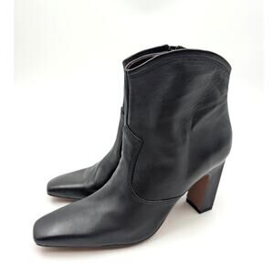 Franco Sarto Bayden Square Toe Heel Boots Women's Black Size US8M EU38.5